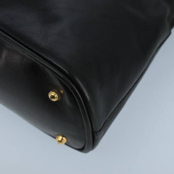 GUCCI Bamboo Hand Bag Leather Black Gold 000 2058 0290 0 Auth kk384 - Picture 12 of 16